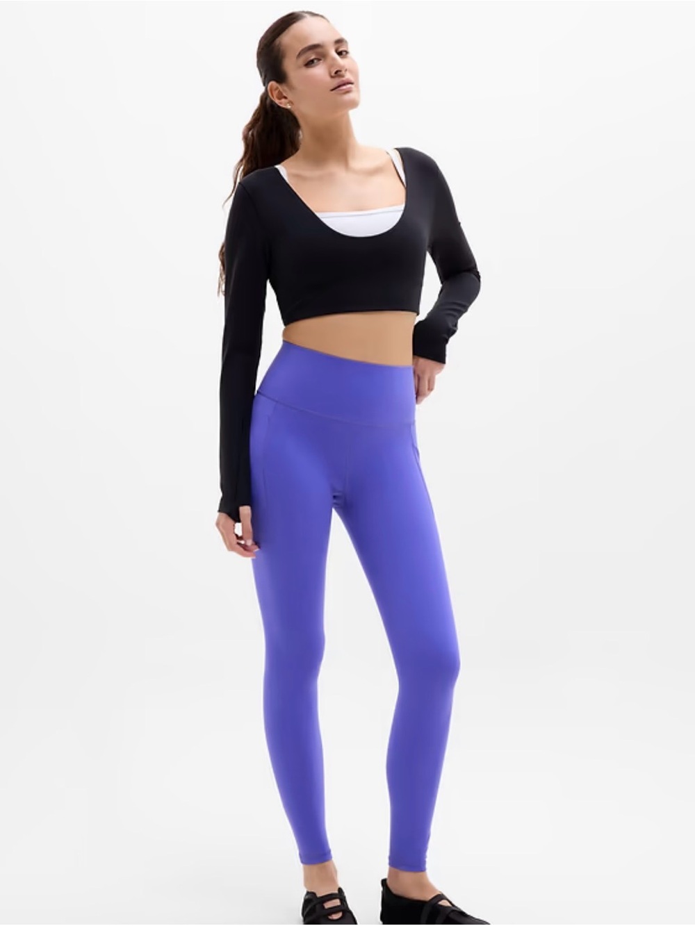 Athleta Violet Blue Salutation Stash High-Rise Performance Leggings